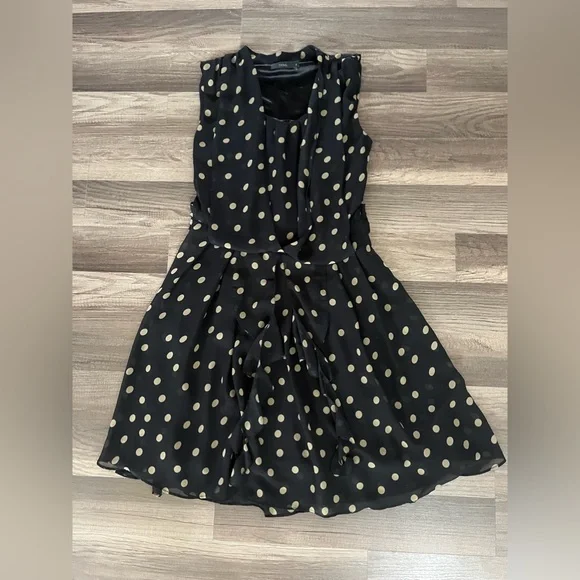 THML Polka Dot Sheer Blouson Dress SZ M - Picture 7 of 12